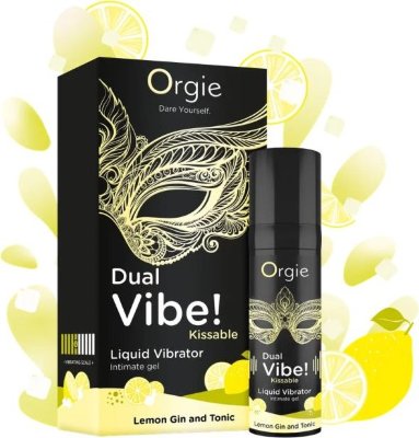 Съедобный жидкий вибратор Dual Vibe! со вкусом лимонного джина с тоником - 15 мл.  Цена 4 579 руб. Интимный гель для возбуждения содержит ингредиенты из амазонских растений и обладает натуральным ароматом джина с тоником и лимоном. Идеально подходит для пар и любителей самоудовлетворения. Обеспечивает вибрирующий и покалывающий эффект 5-го уровня. Нанесите небольшое количество геля на интимную зону и подождите несколько секунд, чтобы ощутить возбуждающую вибрацию и покалывание.Orgie рекомендует начинать с 1 дозы и корректировать дозировку в зависимости от ваших ощущений, чтобы достичь возбуждающего и комфортного эффекта. AQUA (WATER), GLYCERIN, POLYSORBATE 80, AROMA (FLAVOUR), ALOE BARBADENSIS (ALOE) LEAF JUICE, PHENOXYETHANOL, BENZYL ALCOHOL, CARBOMER, PROPYLENE GLYCOL, SODIUM SACCHARIN, ACMELLA OLERACEA (SPILANTHES) EXTRACT, NIACINAMIDE, AMINOMETHYL PROPANOL, ETHYLHEXYLGLYCERIN, LINALOOL, PINENE, LIMONENE, CITRUS LIMON (LEMON) PEEL OIL, POTASSIUM SORBATE, SODIUM BENZOATE, CITRIC ACID, TOCOPHEROL. Страна: Португалия. Объем: 15 мл.