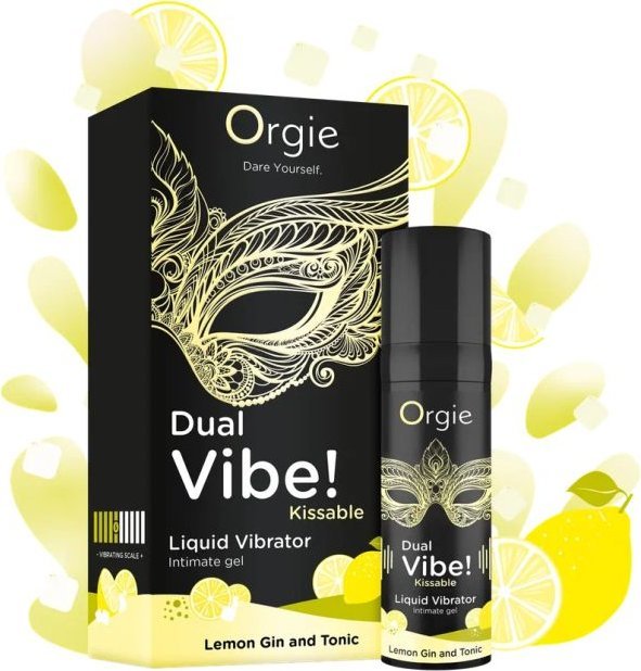 Съедобный жидкий вибратор Dual Vibe! со вкусом лимонного джина с тоником - 15 мл.