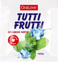 Пробник гель-смазки Tutti-frutti со вкусом мяты - 4 гр.