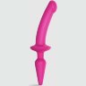 Розовый двусторонний фаллоимитатор Strap-On-Me Dildo Plug-In Switch size S