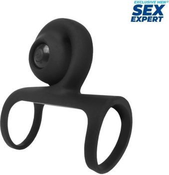 Черная вибронасадка на пенис Sex Expert
