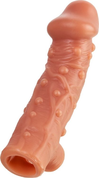 Телесная насадка на фаллос с отверстием для мошонки EXTREME SLEEVE - 15,6 см.