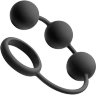 Анальные шарики Tom of Finland Silicone Cock Ring with 3 Weighted Balls