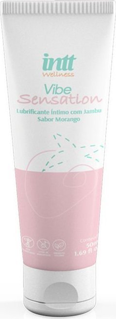 Лубрикант на водной основе Vibe Sensation с клубничным вкусом и легким вибрирующим эффектом - 50 гр.