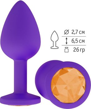 Фиолетовая силиконовая пробка с оранжевым кристаллом - 7,3 см.