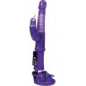 Фиолетовый вибратор с клиторальным стимулятором и крепкой присоской в основании