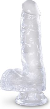 Прозрачный фаллоимитатор King Cock Clear 6 Cock with Balls - 17,8 см.