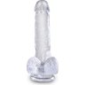 Прозрачный фаллоимитатор King Cock Clear 6 Cock with Balls - 17,8 см.