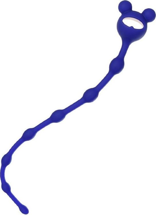 Синяя силиконовая анальная цепочка Froggy - 27,4 см.