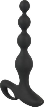 Черная анальная цепочка с вибрацией Rechargeable Anal Beads - 20 см.