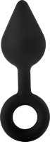 Черная анальная пробка с ручкой-кольцом XL Single Drop Plug - 14 см.
