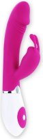 Розовый вибратор Gene с клиторальным стимулятором - 20,4 см.