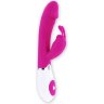 Розовый вибратор Gene с клиторальным стимулятором - 20,4 см.