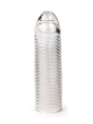 Прозрачная закрытая насадка на пенис с ребрышками - 16 см.  Цена 750 руб. Длина: 16 см. Диаметр: 4 см. Прозрачная насадка на пенис для увеличения длины и толщины полового члена. Поможет мужчине избавится от комплексов и почувствовать себя настоящим мачо, а его партнёрше подарит множество потрясающих эмоций и незабываемый оргазм. Ярко выраженная мягкая головка, рельефная поверхность счёт трения о стенки влагалища или ануса усилит возбуждение женщины. Интимный аксессуар изготовлен из эластичного материала. Хорошо мнётся и тянется. Страна: Китай. Материал: термопластичная резина (TPR).