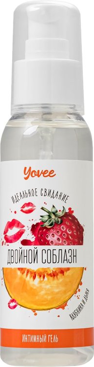 Съедобная гель-смазка Yovee «Двойной соблазн» с Д-пантенолом и вкусом клубники и дыни - 100 мл.