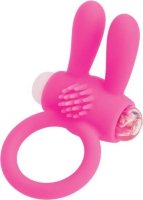 Розовое эрекционное виброкольцо A-toys с ушками