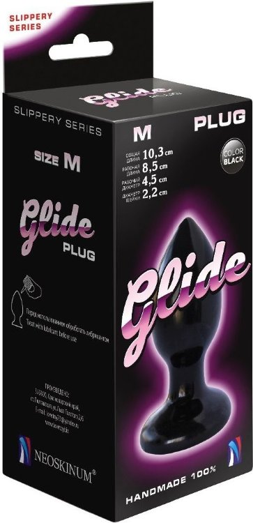 Черный анальный плаг Glide M - 10,3 см.