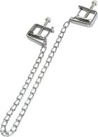 Серебристые зажимы для сосков Theatre с цепочкой