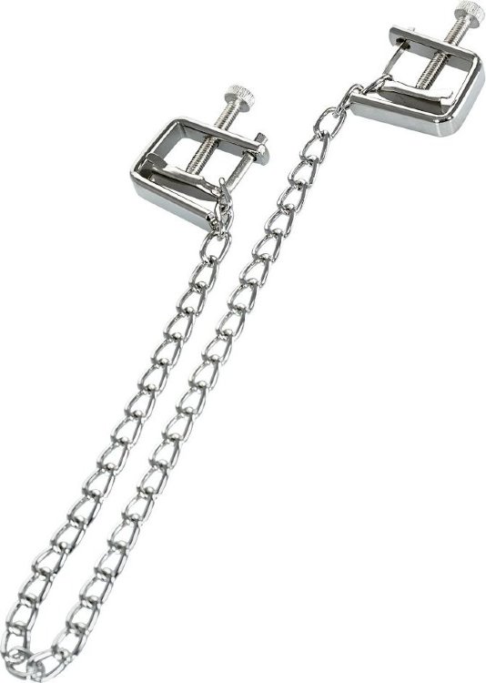 Серебристые зажимы для сосков Theatre с цепочкой