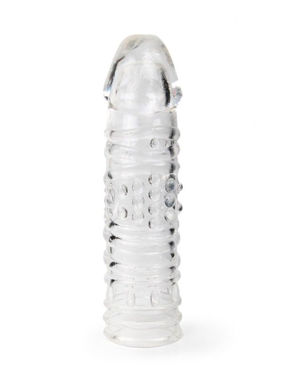 Прозрачная закрытая насадка на пенис - 17 см.
