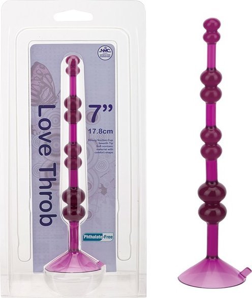 Фиолетовая анальная цепочка на присоске LOVE THROB PURPLE - 17,8 см.