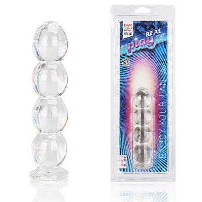 Анальная елочка из стекла Real Play - 15 см. Длина: 15 см. Диаметр: 3.5 см. Анальный плаг, состоящий из 4 уровней в виде равных шаров. Стимулятор ручной работы из прозрачного закаленного стекла, которое является абсолютно гипоаллергенным и безопасным. Страна: Швейцария. Материал: стекло.
