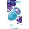 Большая голубая анальная пробка Emotions Cutie Large с фиолетовым кристаллом - 10 см.