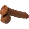 Коричневый вибратор-реалистик на присоске с пультом ДУ - 21 см.