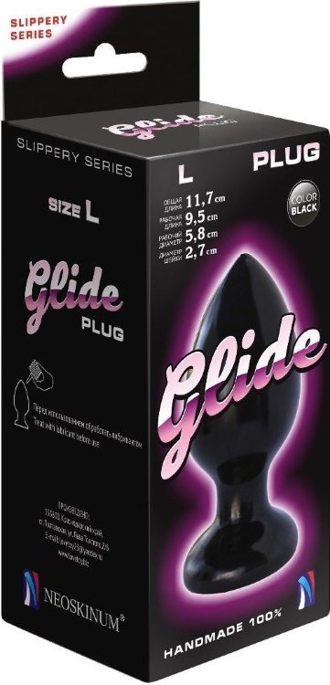 Черный анальный плаг Glide L - 11,7 см.