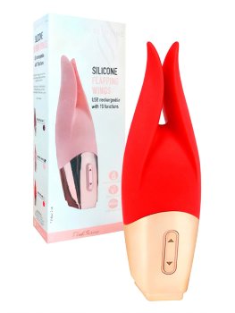 Красный мини-вибратор с раздвоенным кончиком - 12,3 см.