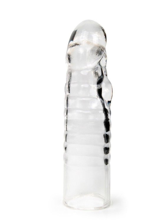 Прозрачная закрытая насадка на член - 15 см.