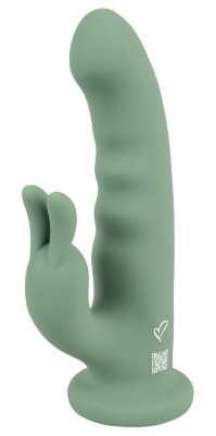 Зеленый вибратор-ротатор Luvio - 19,3 см.  Цена 11 150 руб. Длина: 19.3 см. Диаметр: 4.1 см. Вибратор-кролик с основанием для присасывания. Вращается и вибрирует в 10 режимах. Стимулирует вагину и клитор одновременно. 2 тихих мотора. Простое кнопочное управление. Кнопка бустера для турбо-оргазмов. Нежная рифленая структура. Супермягкий силикон. Перезаряжаемый - USB-кабель для зарядки в комплекте. Рабочая длина - 14 см. Страна: Китай. Материал: силикон. Батарейки: встроенный аккумулятор.