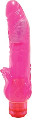 Вибромассажер розового цвета из силикона с усиками для стимуляции клитора - 20,3 см.  Цена 2 579 руб. Длина: 20.3 см. Диаметр: 4.2 см. Включите вибрацию и прикоснитесь к этой секс-игрушке. Гладкая, приятная на ощупь поверхность, напряженные венки по всей длине тельца, восхитительная головка уже скажут вам о многом. Вибрация, распространяясь от основания до кончика, многократно усилит наслаждение. Аккуратный выступ из шишечек подарит массаж клитора при глубоких толчках. Страна: Китай. Материал: силикон. Батарейки: 2 шт., тип AA.