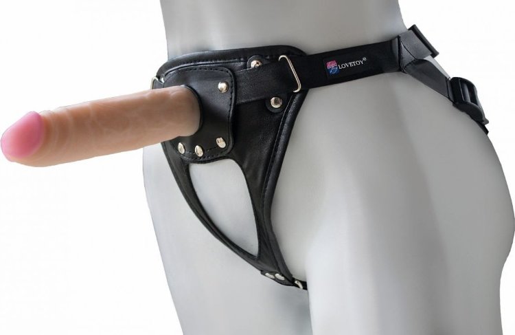 Черный пояс-трусики с насадкой Soft-Принц - 17 см.