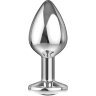 Большая серебристая анальная пробка Diamond Clear Sparkle Large с прозрачным кристаллом - 8 см.