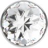 Большая серебристая анальная пробка Diamond Clear Sparkle Large с прозрачным кристаллом - 8 см.