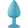 Большая голубая анальная пробка Emotions Cutie Large с розовым кристаллом - 10 см.