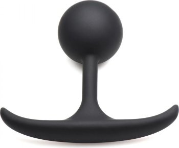 Черная анальная пробка с утяжелением Premium Silicone 3.9 Weighted Round Plug - 9,9 см.