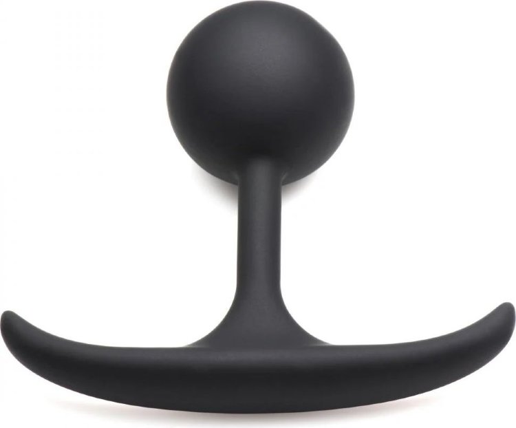 Черная анальная пробка с утяжелением Premium Silicone 3.9 Weighted Round Plug - 9,9 см.