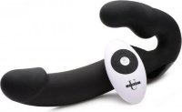 Черный безремневой страпон Urge Silicone Strap On с пультом ДУ - 24 см.
