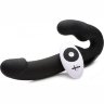 Черный безремневой страпон Urge Silicone Strap On с пультом ДУ - 24 см.