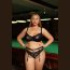 Черно-серебристый пояс для чулок plus size с цепочками - Черно-серебристый пояс для чулок plus size с цепочками