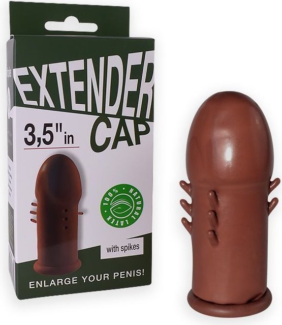 Коричневый латексный удлинитель пениса 3.5 in с шипиками
