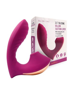 Сливовый вибромассажер с вакуумной стимуляцией клитора  Цена 5 664 руб. Длина: 14 см. Оригинальный вибромассажёр с 10 режимами вибрации и вакуума. Подойдёт для стимуляции влагалища и клитора. Эргономичная форма способствует безболезненному введению интимного аксессуара и дарит незабываемое удовольствие. Изогнутый ствол позволяет воздействовать на точку G, а его ребристая поверхность усиливает возбуждение. Секс-игрушка изготовлена из приятного на ощупь бархатистого материала. Проста в использовании и уходе. Включение/выключение вибрации и вакуума: нажать и несколько секунд удерживать кнопку вкл./выкл. Должен загореться/погаснуть световой индикатор. Вибрация и вакуум включаются и работают только одновременно. Переключение режимов вибрации и вакуума: краткое нажатие кнопок с изображением +, или -. Рабочая длина - 10 см, диаметр - 3,5 см. Страна: Китай. Материал: силикон. Батарейки: встроенный аккумулятор.