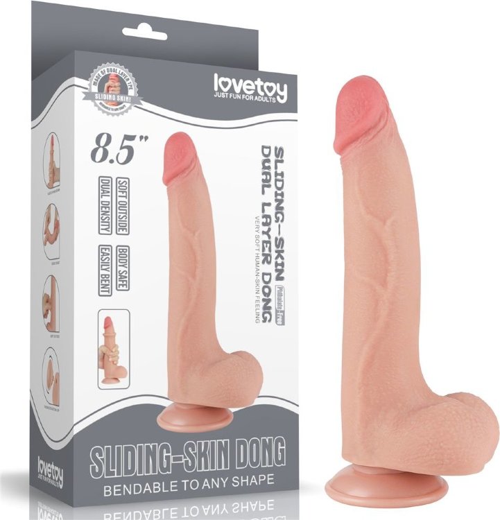 Телесный фаллоимитатор 8.5 Sliding Skin Dual Layer Dong - 20 см.