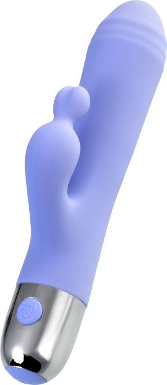 Сиреневый вибратор с клиторальной стимуляцией Crocus - 17,5 см.