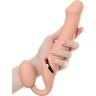 Телесный безремневой вибрострапон Vibrating Bendable Strap-On - size L