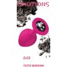 Средняя розовая анальная пробка Emotions Cutie Medium с чёрным кристаллом - 8,5 см.
