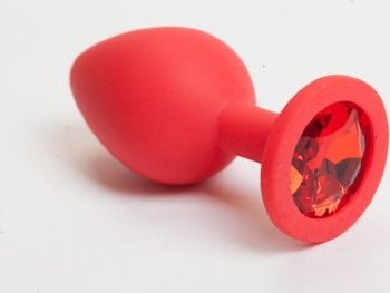 Красная силиконовая пробка с красным кристаллом - 9,5 см.