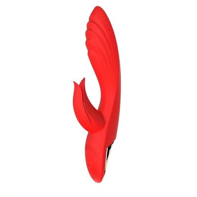 Красный вибратор-кролик 5’’ Silicone Kissing - 20,2 см. Длина: 20.2 см. Диаметр: 4.5 см. Оригинальный вибромассажёр с разнообразными режимами вибрации (10 на выбор) и сенсорным переключением скоростей подарит множество невероятных оргазмов. Эргономичная форма секс-игрушки способствует комфортному введению и использованию. Изогнутый ствол позволяет воздействовать на точку G. Специальный отросток с нежными лепестками предназначен для стимуляции клитора. Во время работы вибрация ощущается по всей поверхности гаджета. Интимный аксессуар имеет приятную на ощупь бархатистую поверхность. Прост в использовании и уходе. Страна: Китай. Материал: силикон. Батарейки: встроенный аккумулятор.